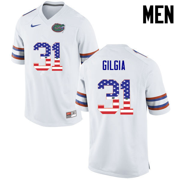 Men Florida Gators #31 Anthony Gigla College Football USA Flag Fashion Jerseys-White - Click Image to Close